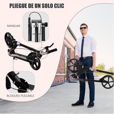 Scooters for Kids 8-12, Teens & Adults - Foldable Commuter Scooter with Bell, Hand Brake & Adjustable Height, 220 LB Weight Capacity, Perfect for School, Campus, Park Rides